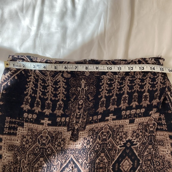 VINTAGE | Emanuel by Emanual Ungaro 100% Silk brown & black mosaic midi skirt - Picture 10 of 15